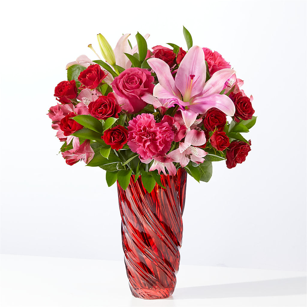 In Love Bouquet with Luxe Swirl Vase – Liberty Flower Farm, Forest VA