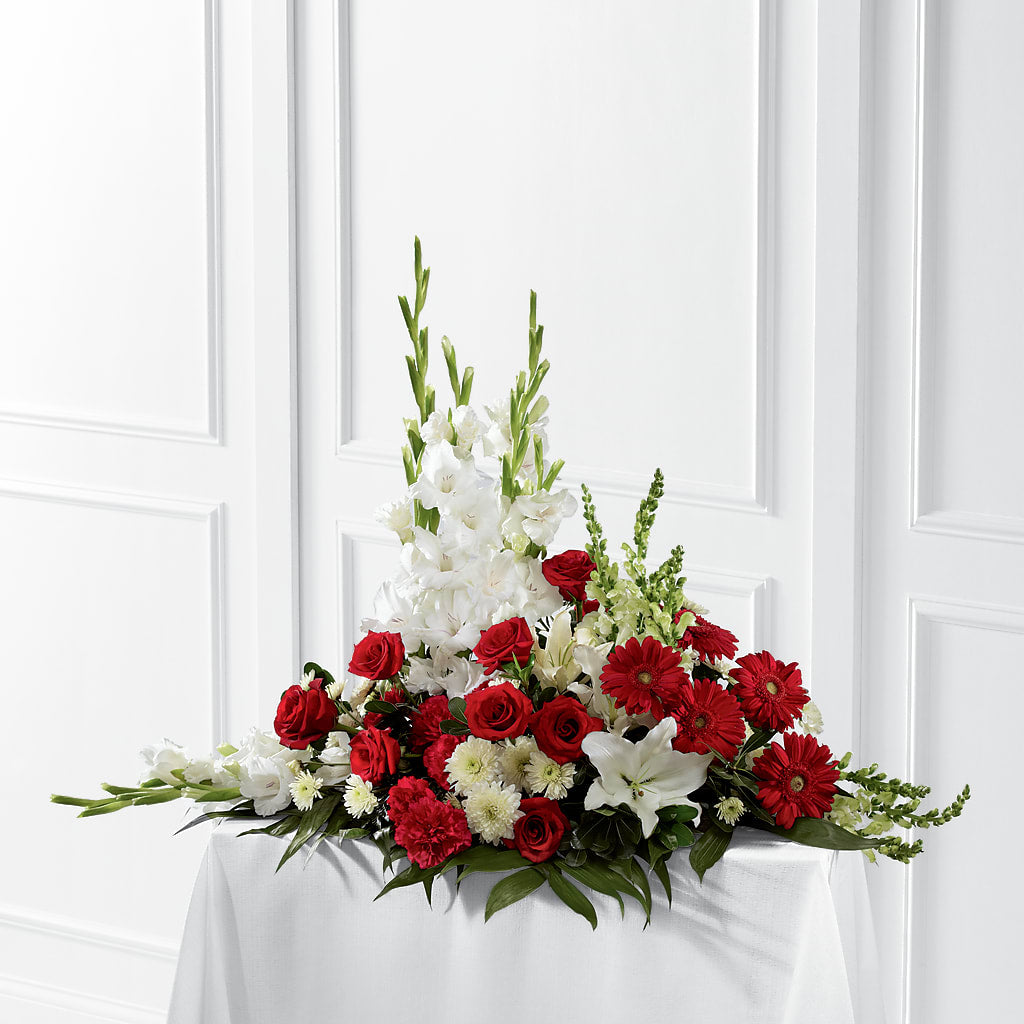 Crimson & White Arrangement – Liberty Flower Farm, Forest VA