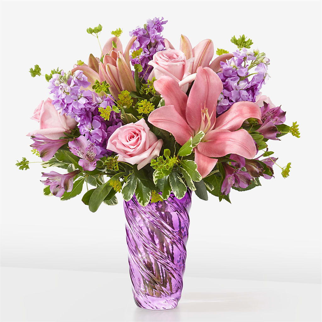 Precious Petals Bouquet with Luxe Swirl Vase – Liberty Flower Farm, Forest VA