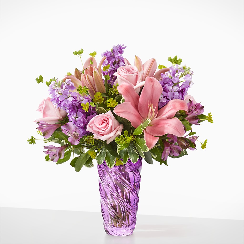 Precious Petals Bouquet with Luxe Swirl Vase – Liberty Flower Farm, Forest VA