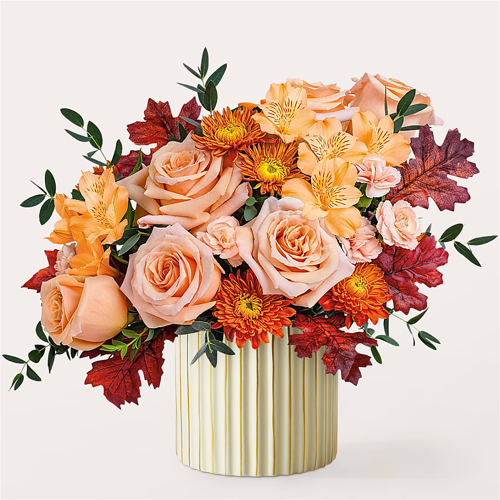 Spiced Latte Bouquet with Ivory Vase – Liberty Flower Farm, Forest VA