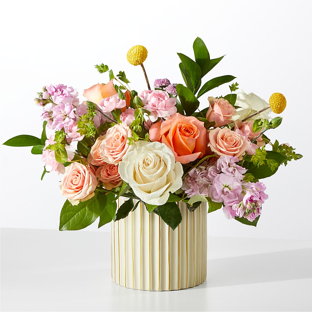 French Market Bouquet with Ivory Vase – Liberty Flower Farm, Forest VA