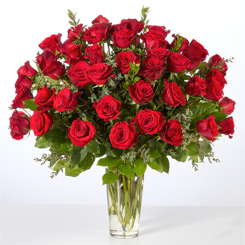 Forever Yours Fifty Stem Red Rose Bouquet – Liberty Flower Farm, Forest VA