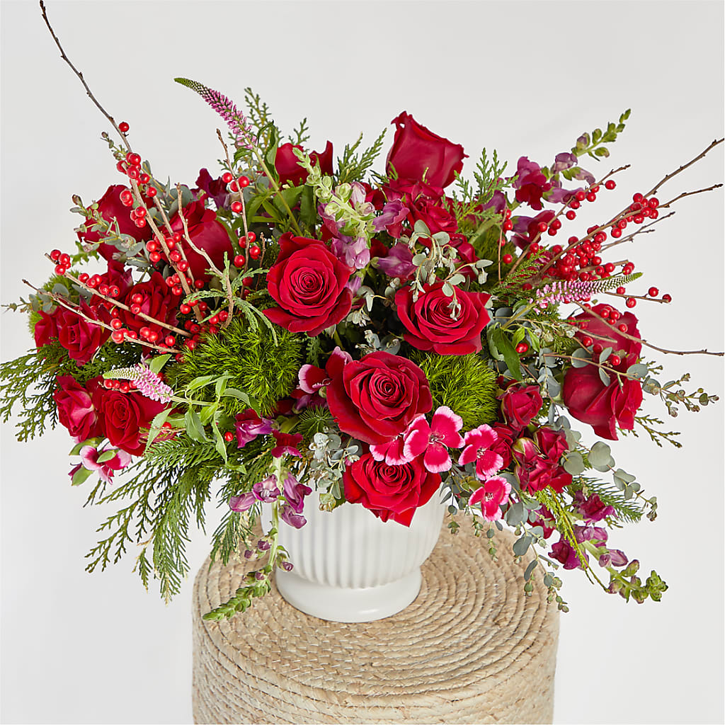 Big Red Bow Bouquet –  Liberty Flower Farm, Forest VA