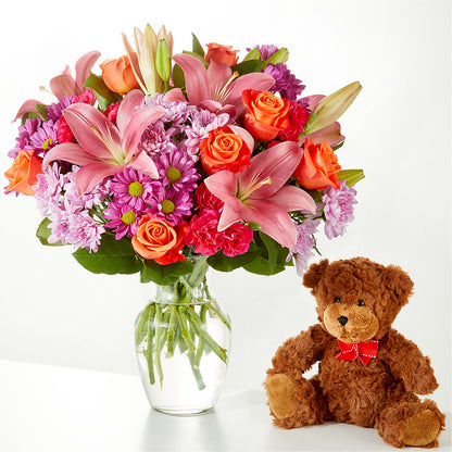 One and Only Bouquet and Bear Bundle –  Liberty Flower Farm, Forest VA