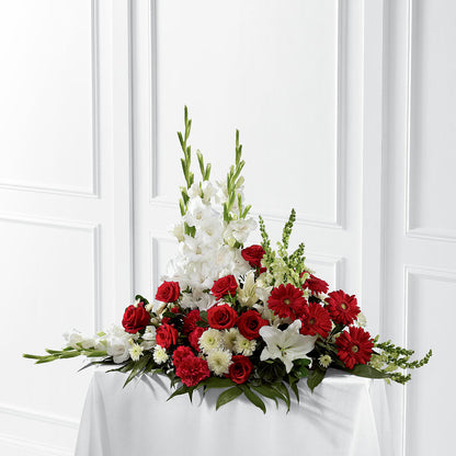 Crimson & White Arrangement –  Liberty Flower Farm, Forest VA