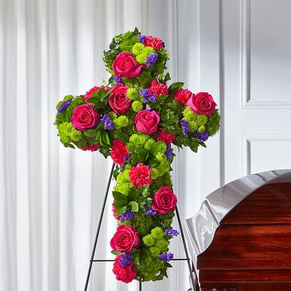 Tribute Rose Floral Cross –  Liberty Flower Farm, Forest VA